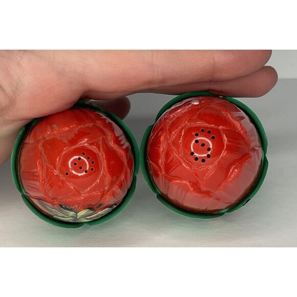 Vtg Jaydon Red Florida Corn Tulip Salt Pepper Shakers  Palm Tree Flamingo - Picture 2 of 7